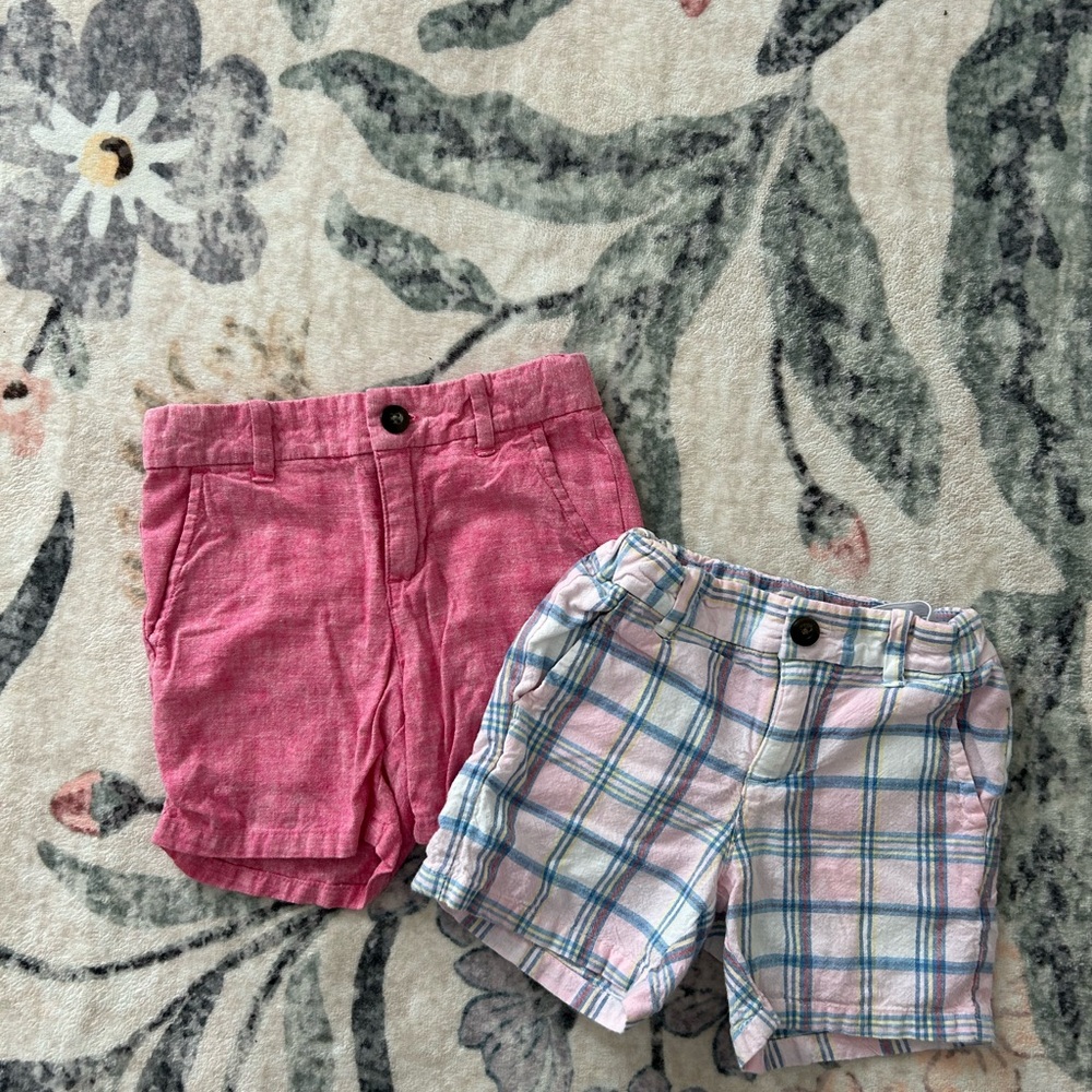Kids Pink Shorts Set - Pink Solid & Pink Plaid